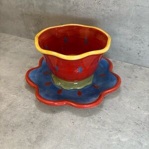 Susan Winget Garden‎ Brights Red Bowl Plate Hostess Certified International